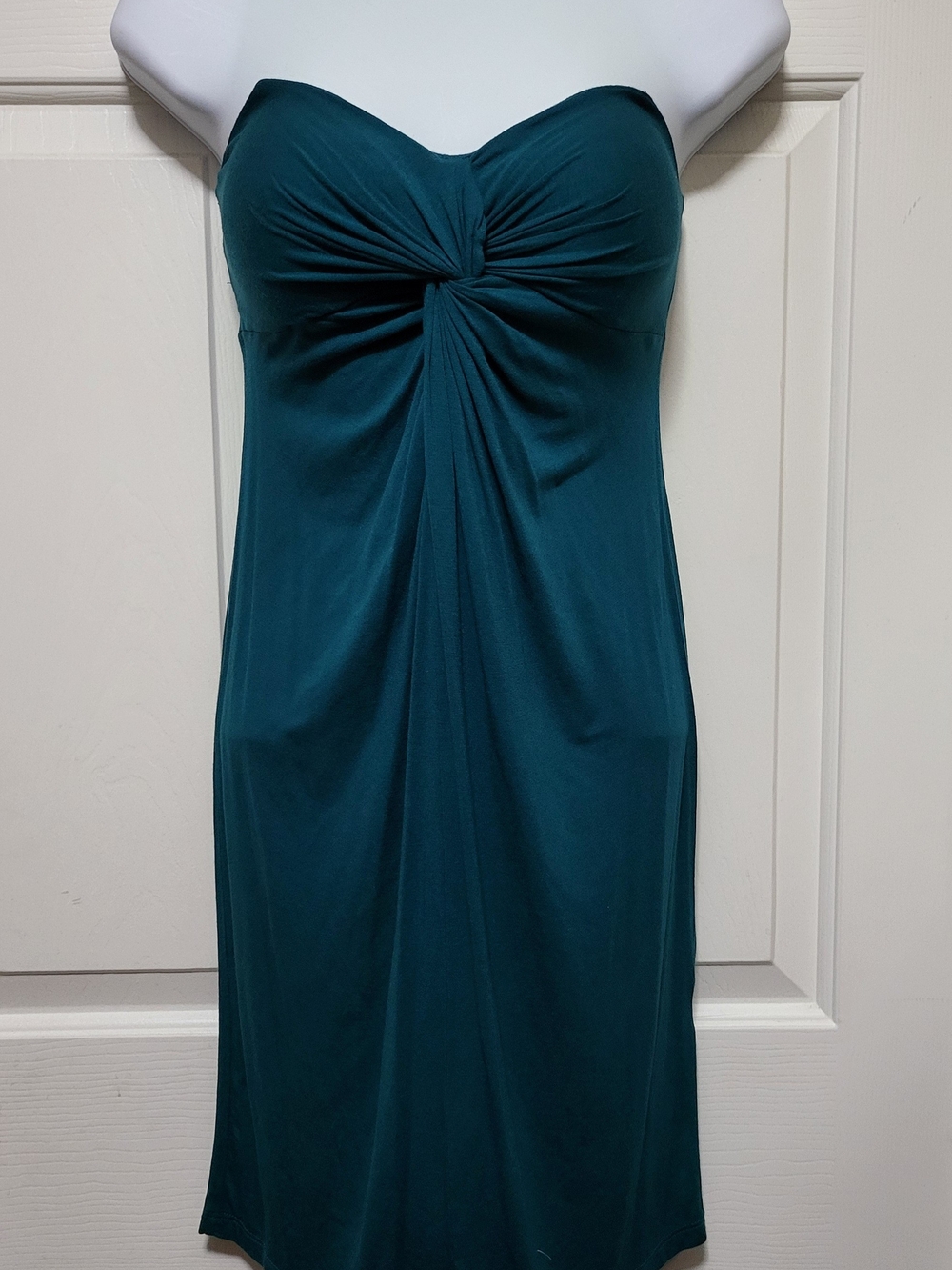 Lush Strapless Twist-Front Teal Dress